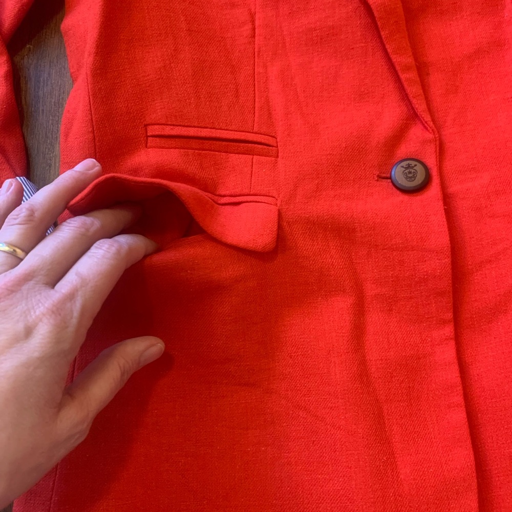 Willi Smith Blazer Jacket Medium Red Lined Blend … - image 4